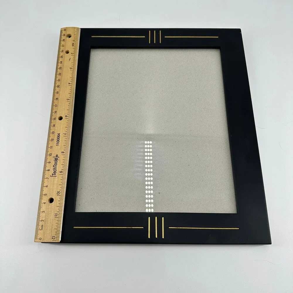 Black Wood 8x10 Picture Frame Gold Linear Detail Modern Tabletop Wall Decor